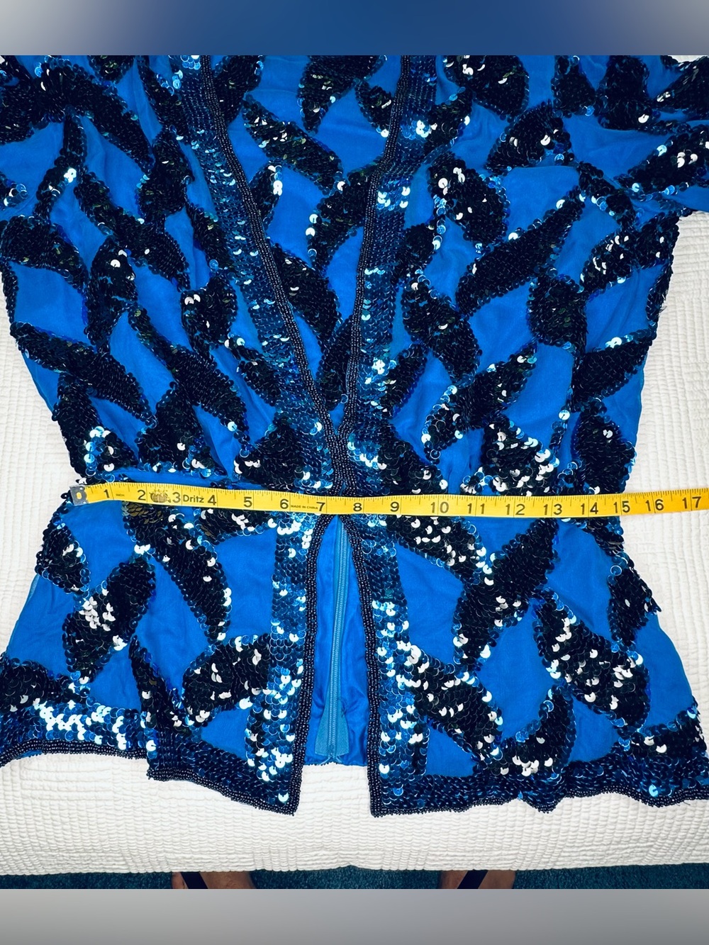 Vintage 1980s Oleg Cassini Fully Sequined Silk Evening Blouse Jacket Top Medium - Picture 11 of 12